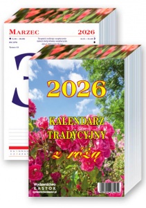 KL 14 KALENDARZ TRADYCYJNY Z RÓŻĄ – duży zdzierak formatu zeszytowego